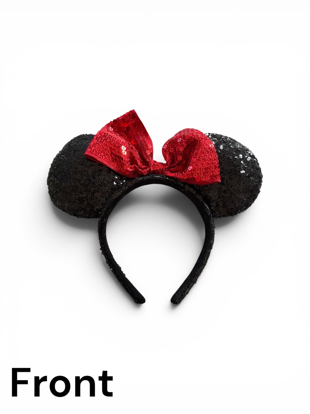 Disney Black Sequin Minnie Mouse Ears Headband with Red Sequin Bow One Size
